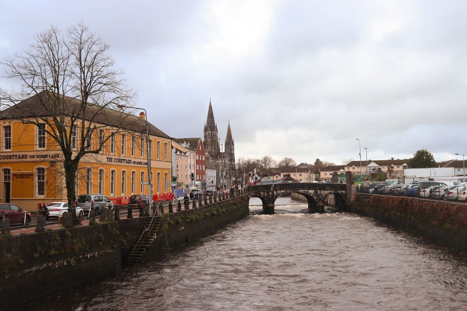 Colourful riverside buildings in Cork city