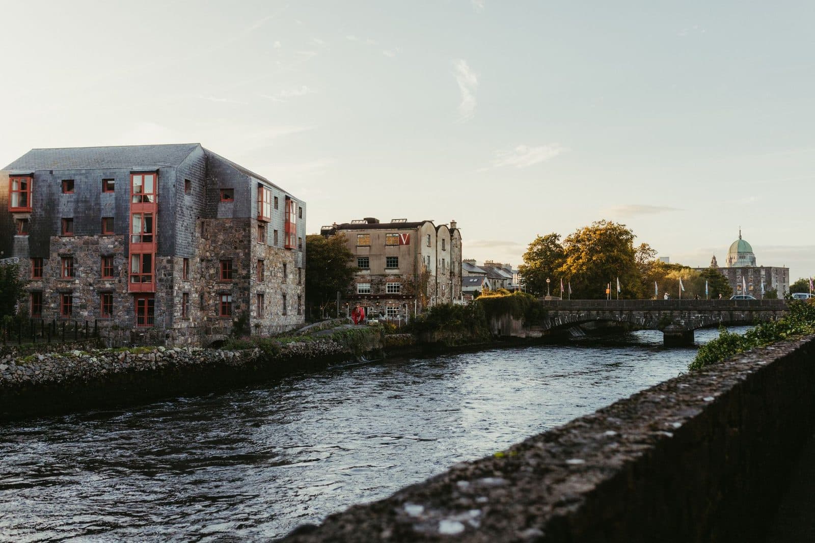 Riverside houses on the River Corrib in Galway